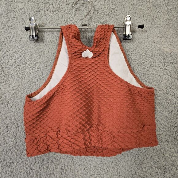 Booty by Brabants BBB Croco Skin Crop Sleeveless Top & Bike Shorts Set Orange - Picture 6 of 11